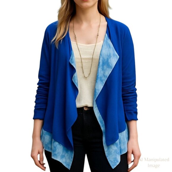 NEW Stitch Fix | Fate Cardigan Sweater Bright Blue Tie Dye Open Front Layer Sz S - Picture 1 of 10